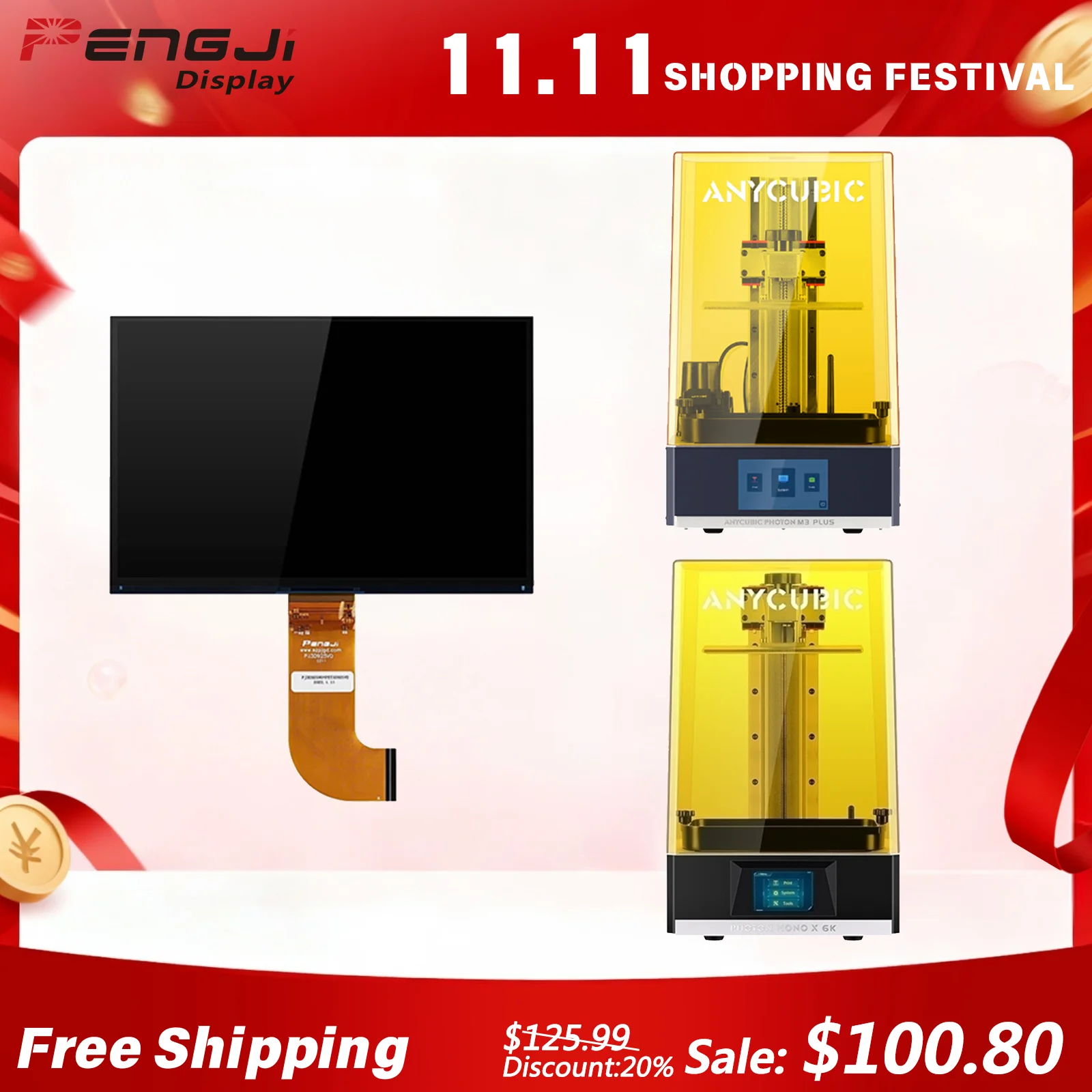 Anycubic Photon Mono X 6K/M3 Plus 9.25 Inch Mono LCD Screen Replacement 3D Printer Accessories PJ3D925V4