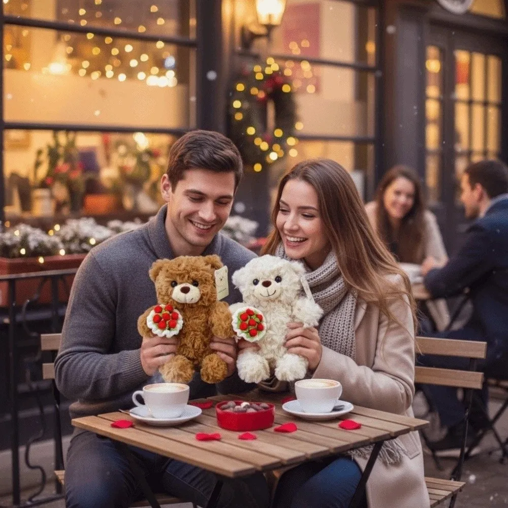 

Gifts for 20 CM Rose Bear Woven Bear Wear Rose Cute Cartoon Valentine's Day Ornament Home Decor