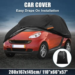 X Autohaux cubierta de coche para Smart Fortwo 2007-2023 210D-PU Oxford cubierta de coche al aire libre protección impermeable a prueba de viento con cremallera de puerta