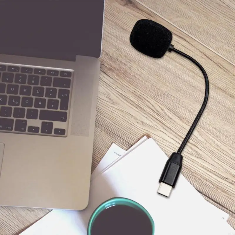 ميكروفون كمبيوتر USB C للهاتف/الكمبيوتر اللوحي/الكمبيوتر الشخصي من النوع C مع تسجيل مرن للرقبة لمدونة الفيديو