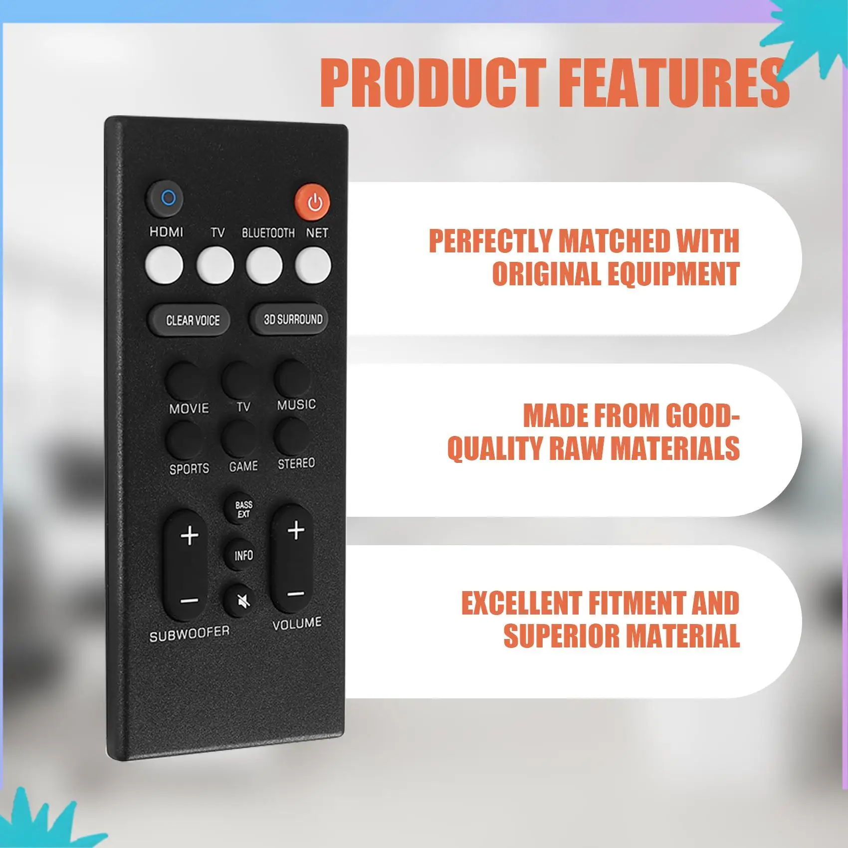 ABZW ABS スピーカーリモコン交換用リモコンヤマハ YAS-209 YAS-109 スピーカー