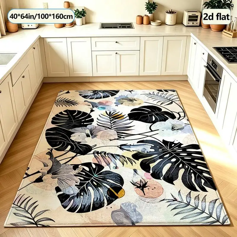 Vintage Tropical Monstera Leaf Carpet Flooring Nature Art Home Decoration Living Room Bedroom Floor Area Rug view 5