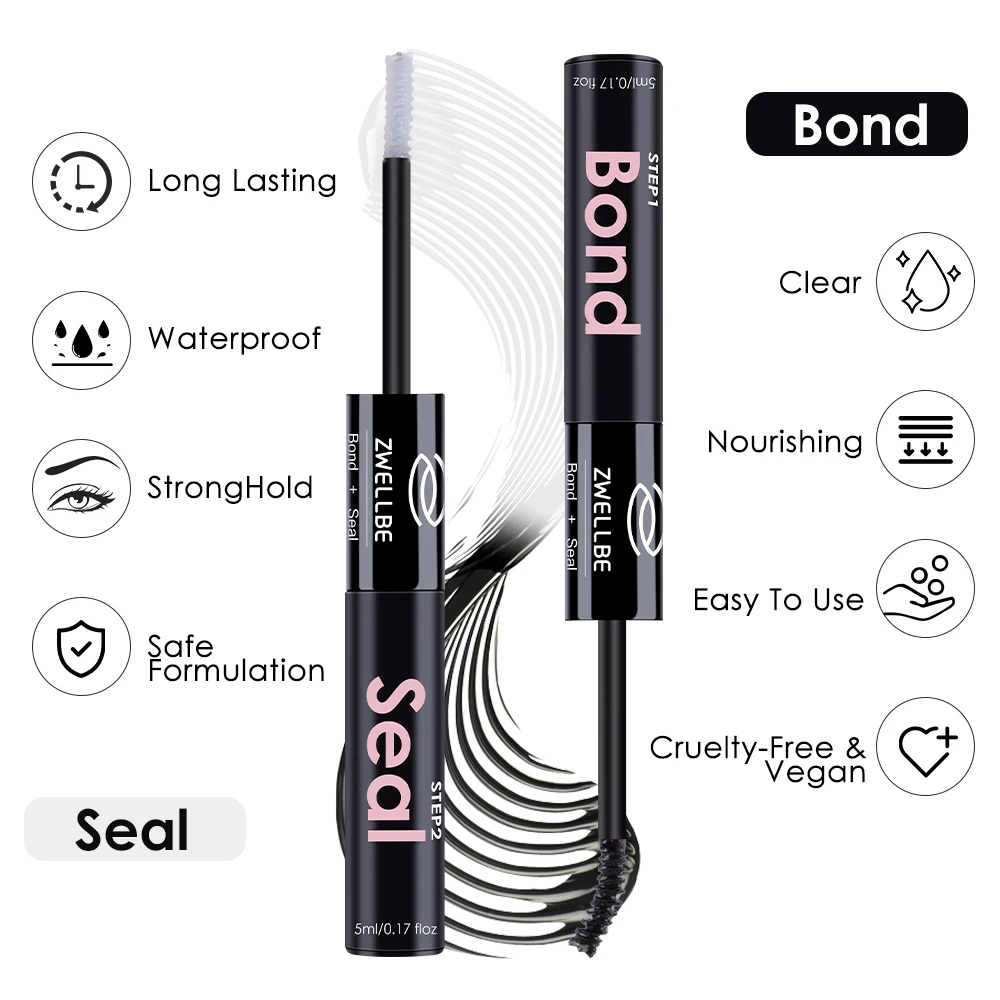 10ml Cluster Lash Bond Seal ZWELLBE DIY False Eyelash Glue Eyelash Extension Adhesive Retention Coating Waterproof Makeup Tool