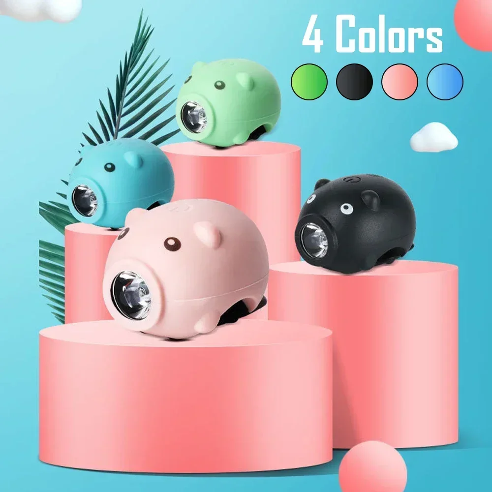 Cute Bike Handlebar Light 3 Lighting Modes Children Cartoon Pig USB Rechargeable Waterproof Accessories Balance Car Decoration