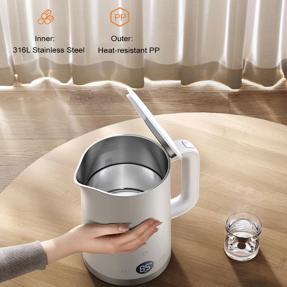 XIAOMI MIJIA غلايات كهربائية لدرجة الحرارة 3 إصدار CN مع محول، تعديل درجة الحرارة إلى 5 مستويات، الحفاظ على الحرارة 24 ساعة، 1.7 لتر #6