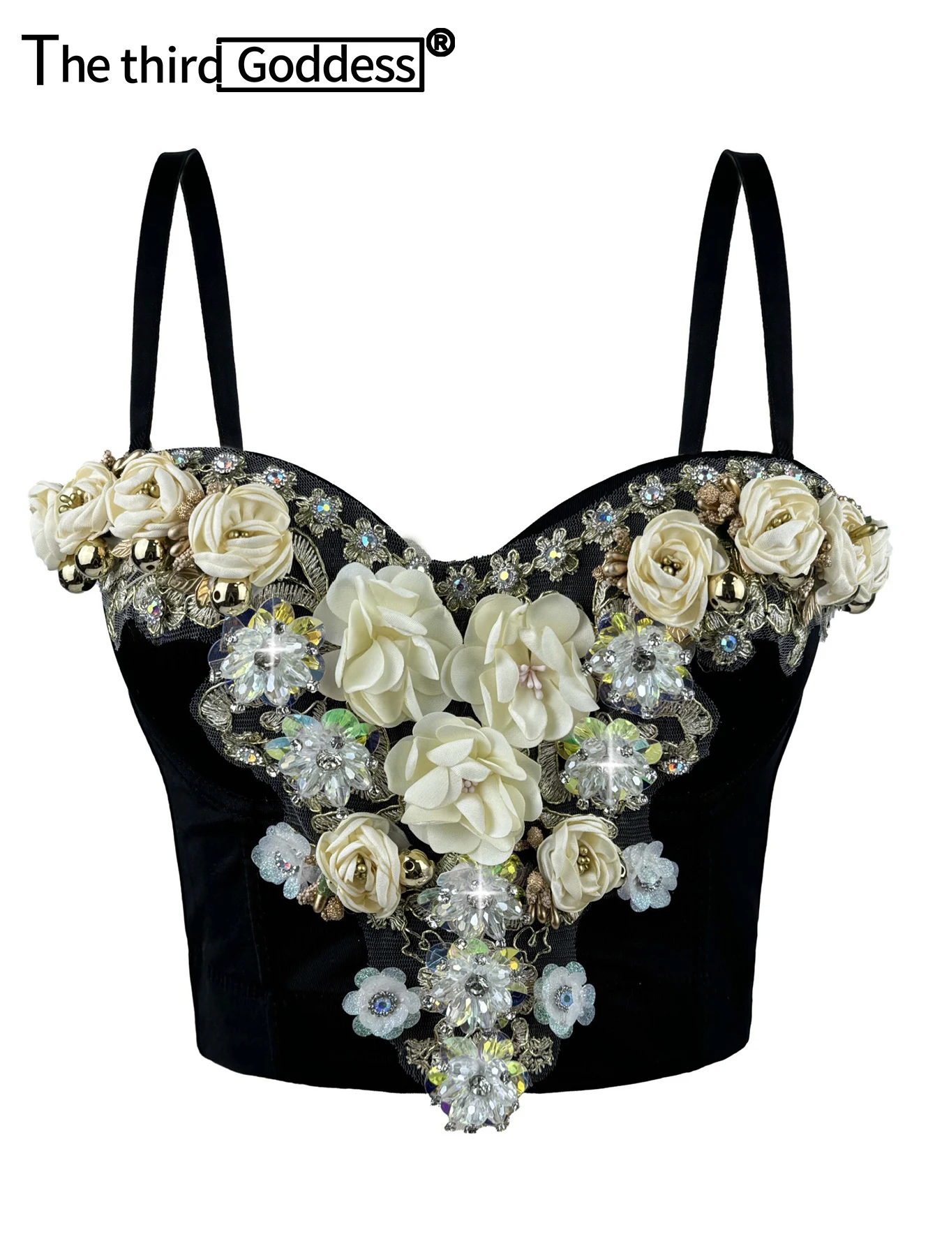 

Сексуальный черный корсет со стразами, укороченный топ, женские летние клубные вечерние топы, женские укороченные топы с лямкой на бретельках, уличная одежда, бюстгальтер-бюстье