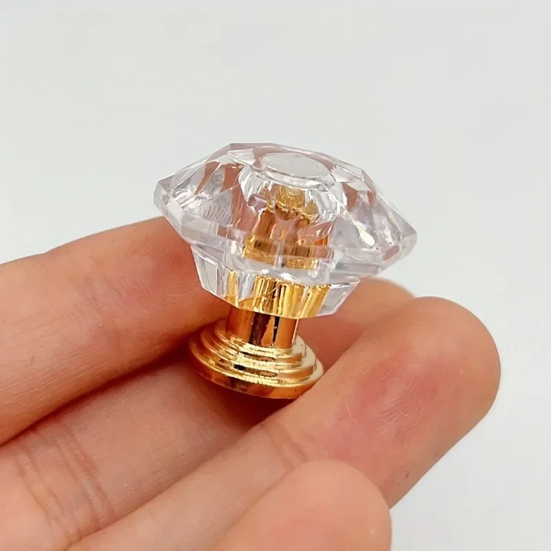 Crystal Clear Acrylic Cabinet Handles - Single Hole Round Drawer Pulls for Furniture, Closets & Jewelry Boxes