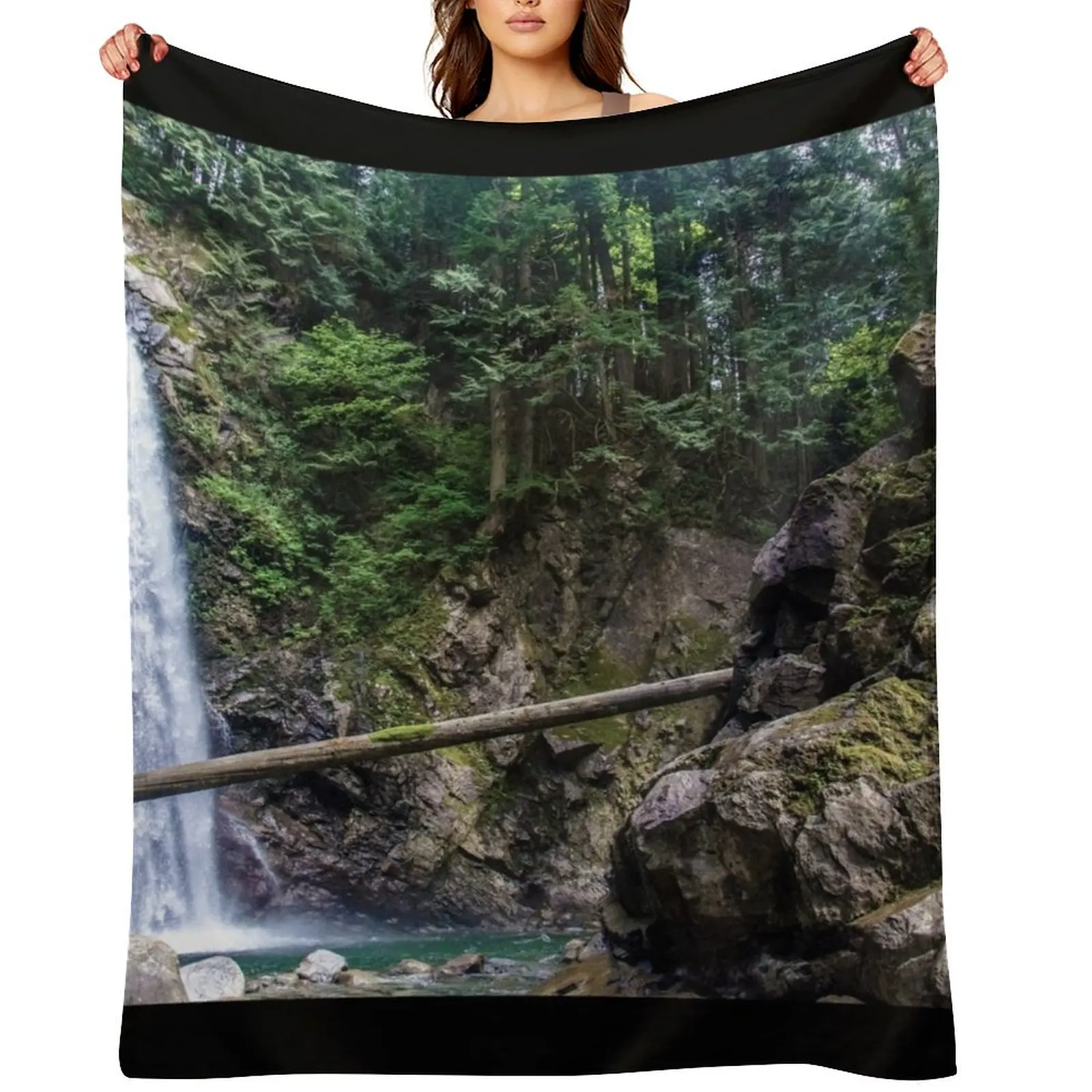 

Mighty Pacific Northwest Waterfall Throw Blanket Large Retros Designers Blankets