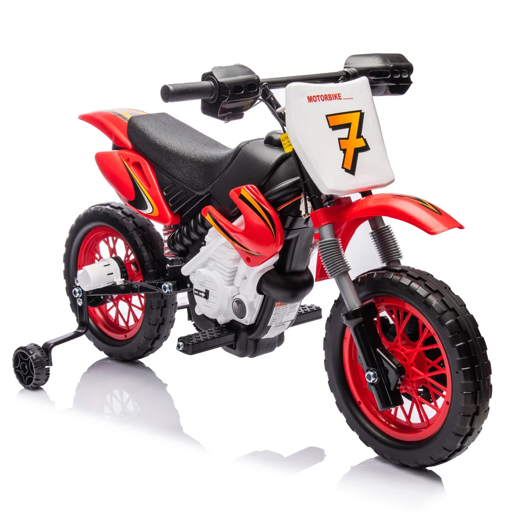 12V Kids Ride On Electric Toy Motorcycle,Indie music box with horn and engine,Simulation of dirt bike modeling for kids 3-8.