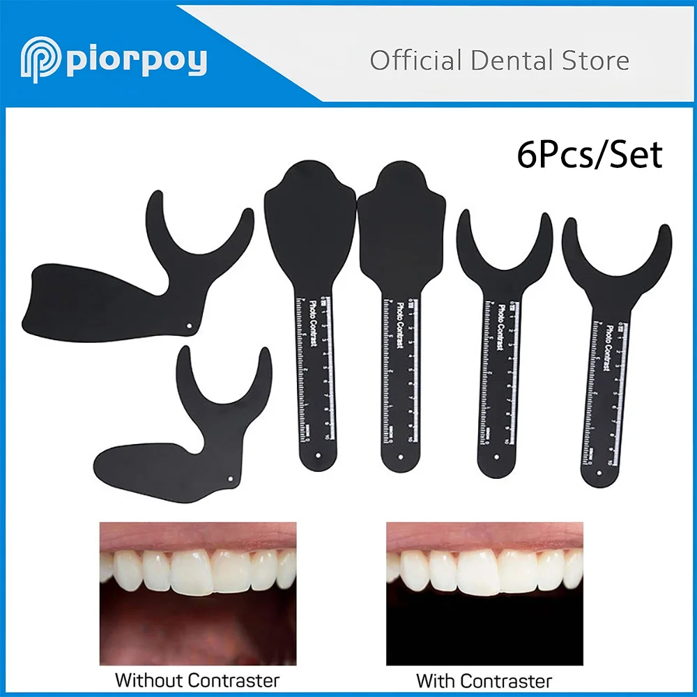 

PIORPOY 6Pcs Dental Black Background Board Photo Contrast Kit Oral Cheek Photography Plate Dental Palatal Contraster Board