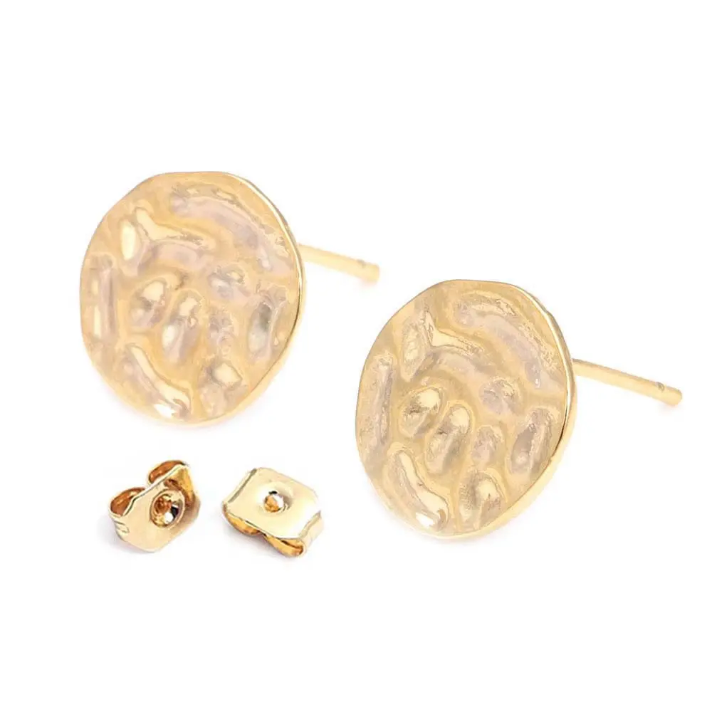 18K Gold Color Brass Striped Inward Arc Surface Smooth Wave Round Stud Earrings Women Earrings Diy Jewelry Accessories Making  image 3