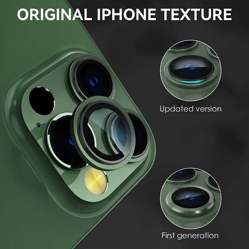 Camera Lens Protection Glass for iPhone 14 13 12 11 Pro Max Lens Metal Ring Protector On iPhone 12 13 Mini 14Plus 15 ProMax Film