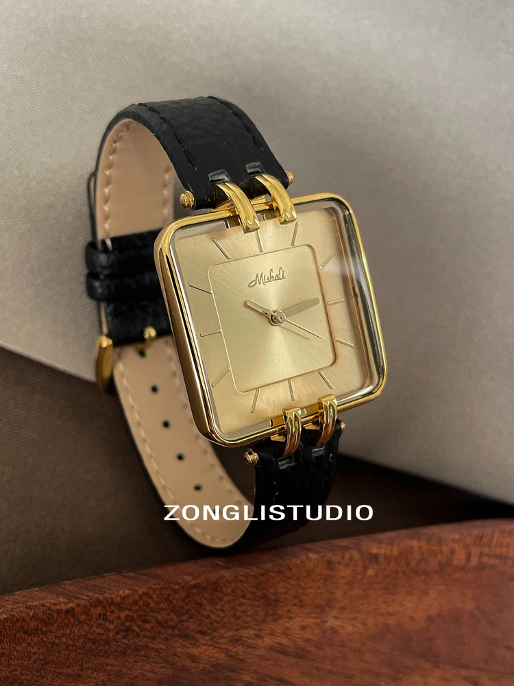 2025 Fashion Women Watch Big Square Dial Thin Leather Strap Ladies Wristwatch Elegant Quartz Girls Watches Casual Reloj Mujer