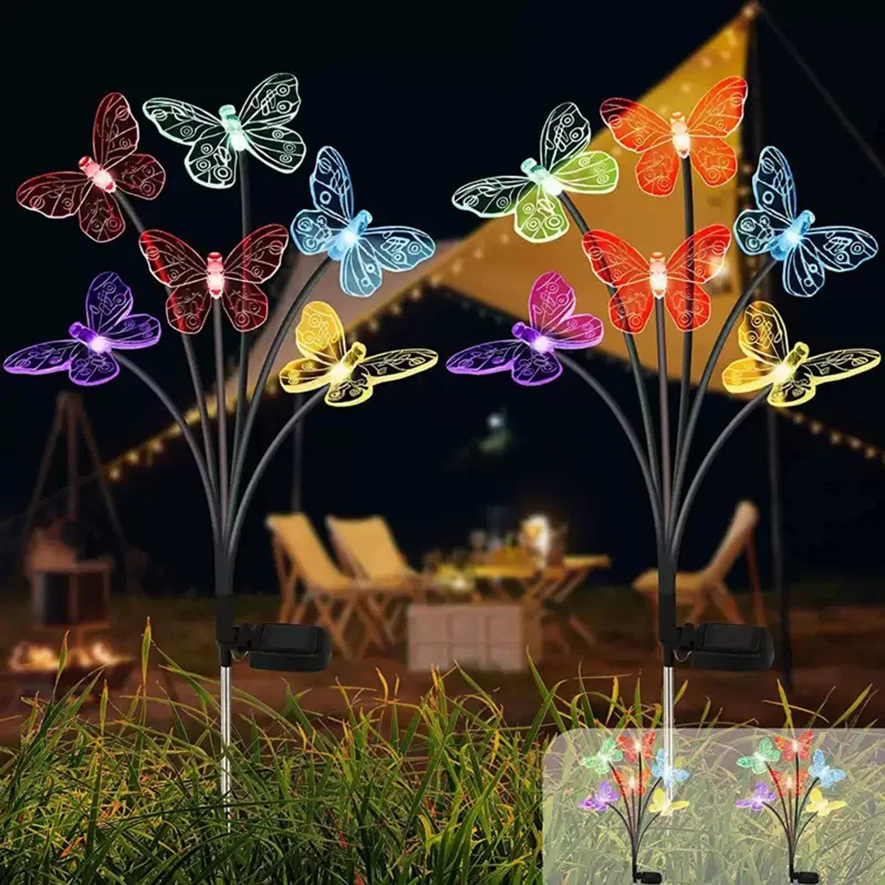 Solar LED Lights Outdoor Waterproof Garden Butterfly Sunlight LED Lamp Landscape Lawn Light Home Decor Lamp 6/8/10 Heads 조명 image 2