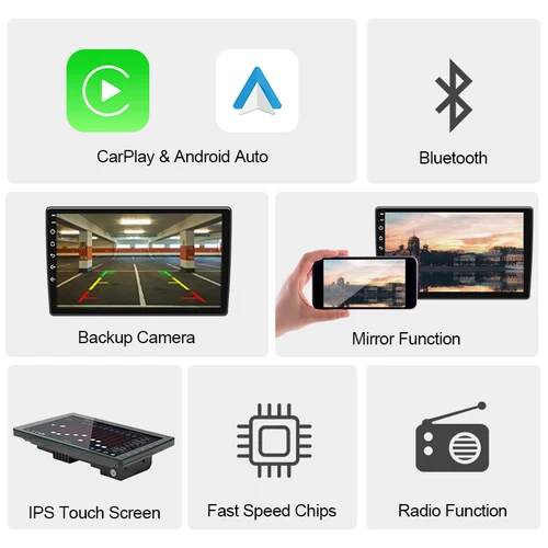 Imagen 2 del producto SINOVCLE Radio de coche 2din inalámbrico Carplay Android Auto reproductor Multimedia USB Mirror Link AUX Bluetooth 7 ""o 9"" pantalla IPS estéreo