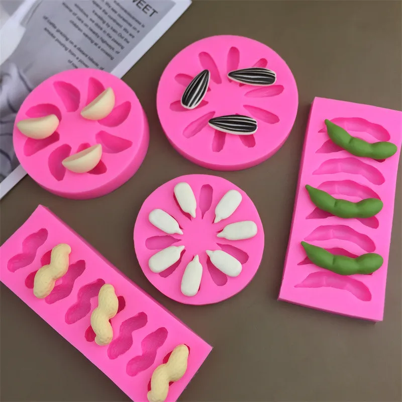 Simulación de semillas de melón Edamame, moldes de silicona para maní, molde para Chocolate y Fondant, decoración de postres y pasteles de calidad alimentaria, herramientas para hornear