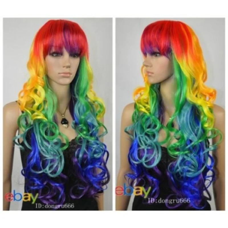 Sexy Long Curly Multi-colour Women's Wig Hair Cosplay Party Wigs Wig Cap