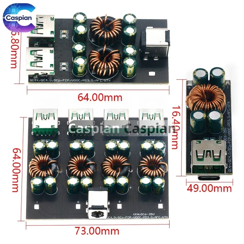 QC4.0 QC3.0 1 2 4 Way USB Type-C Mobile Phone Quick Charge Adapter 6-35V Step Down Buck Boost Module SW3518 / SW3516 For Huawei