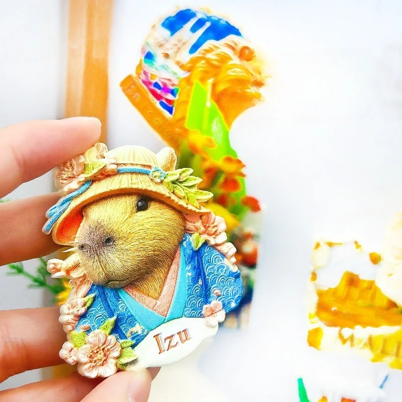 Izu Japan Fridge Magnet - Cute 3D Kirby with Hat Souvenir Unique Anime Hot Spring Gift for Travel & Kawaii Home Decor view 2