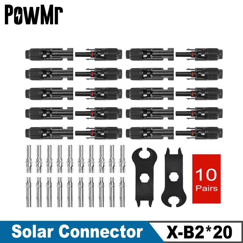 PowMr 10/20 Pairs Solar Panel Connector Male and Female+1pair Spanner Fit For Solar Cable Cross Sections 2.5mm2~6.0mm2 IP67 New