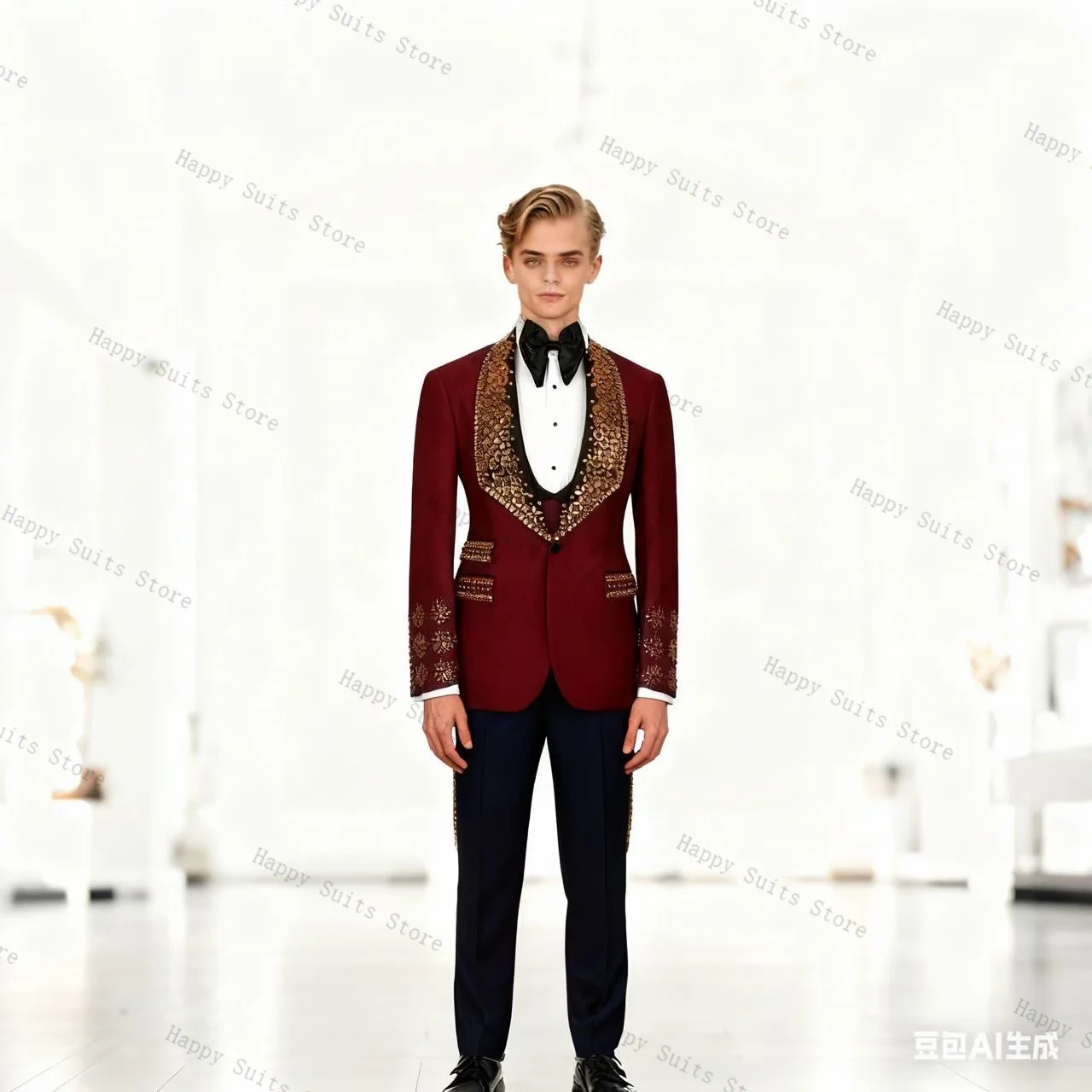 

Groom Men Suit Set 2 Pcs Blazer+Cotton Pants Trousers Formal Office Coat Luxury Crystals Wedding Tuxedo Customized Jacket Outfit