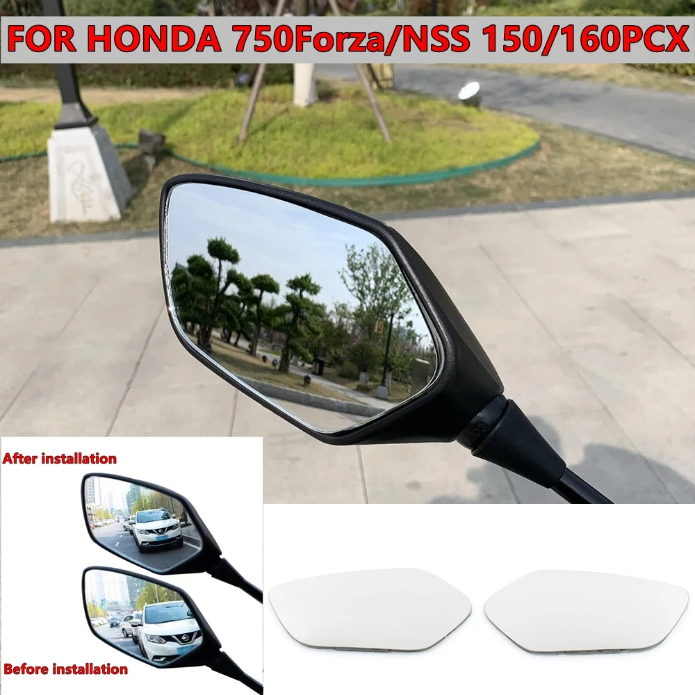 Rétroviseur grand champ, Modification, lentille convexe pour Honda Forza 750 PCX150 PCX160, 2 pièces