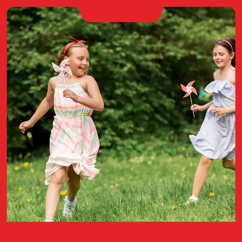 50Pcs DIY Kids Paper Pinwheels, White Blank Paper Pinwheels Blank Plastic Windmills Small Pinwheels For Kids Summer