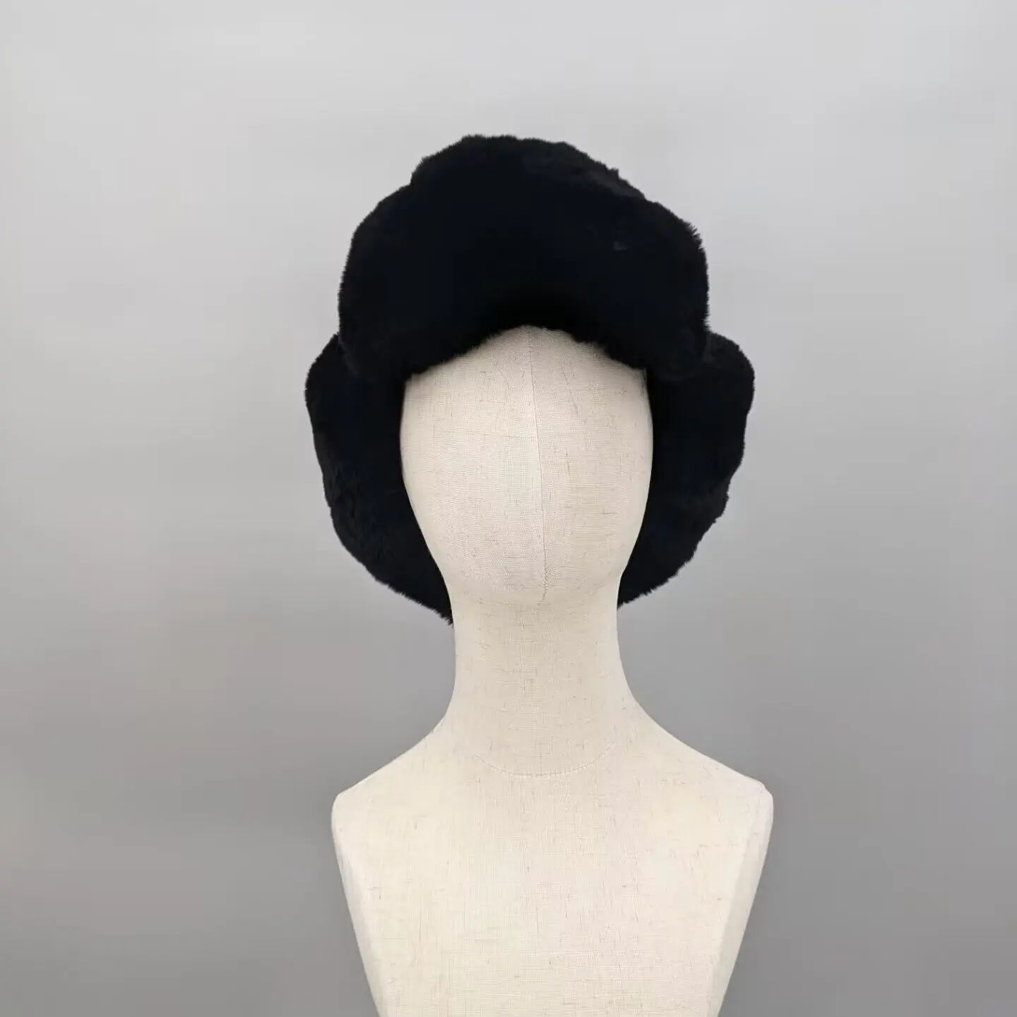 Women Plaid Grid Knit Real Rex Rabbit Fur Trapper Hat Full Ear Flaps Windproof Thermal Winter Cap For Russia Northeast Outdoor
