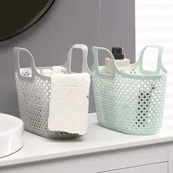 Portable Drainable Shower Basket Multifunctional Large Capacity Washing Basket Hollow Out Storage Basket