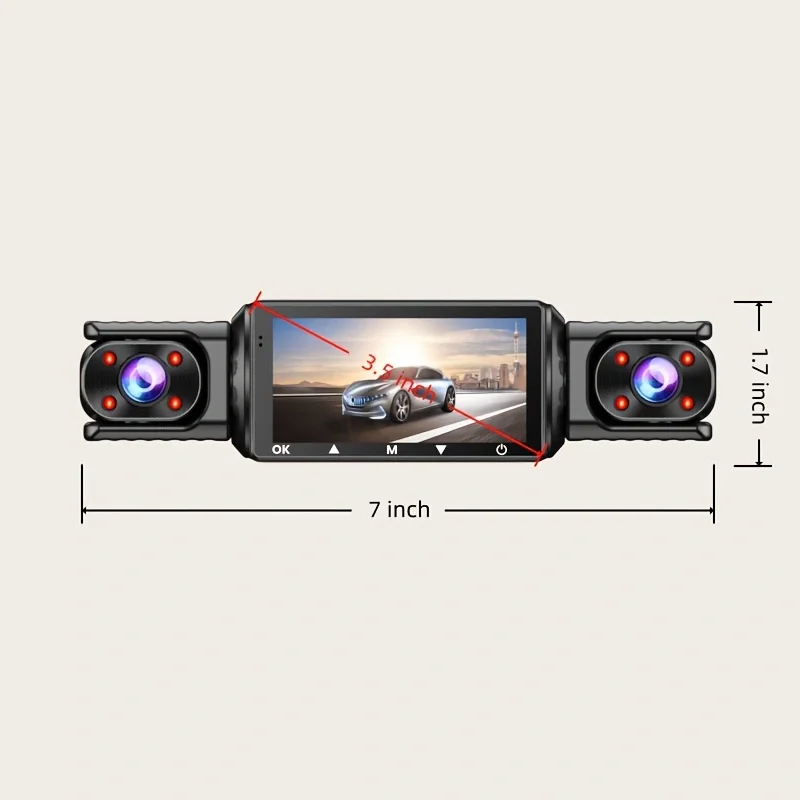 360° Panoramic Dash Cam |  WiFi Phone Connection, G-Sensor, Motion Detection, 24H Parking Monitoring & Loop Recording
