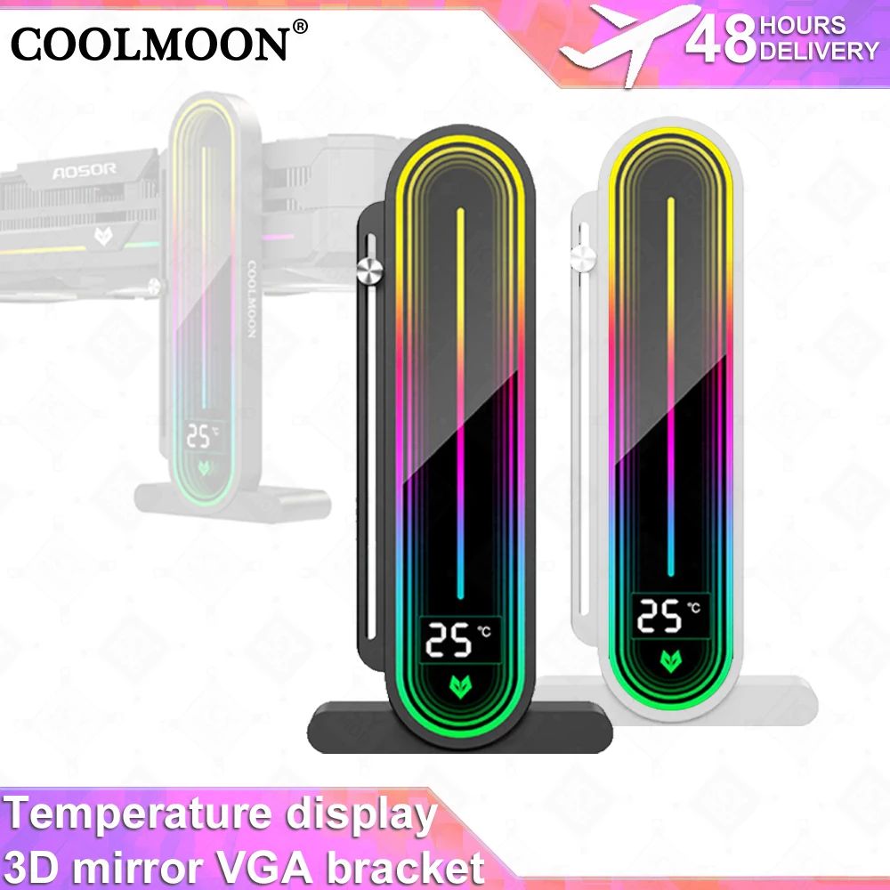 

COOLMOON 2024 New VGA with Temperature Display Bracket 5V3PIN ARGB Lighting 3D Infinite Mirror Lighting Effect GPU Support MOD