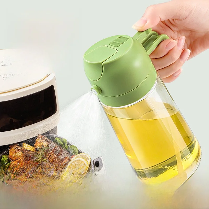 Dispensador de Óleo de Vidro Hermético para Cozinha, Restaurante e Fritadeira Elétrica, com Pulverizador de Óleo Antiembaçant...