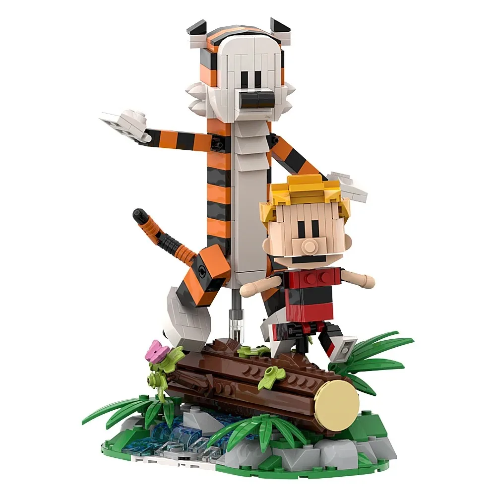 

Gobricks MOC Calvined and Hobbes, строительные блоки, классический комикс, фигурка, игра-стрелялка, тигровые кирпичи, развивающие игрушки, подарки