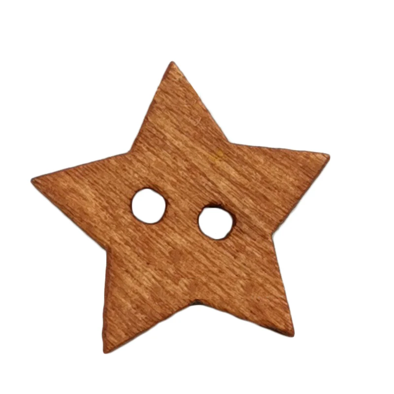 50PCS 20mm 2 Holes DIY Buttons Five-pointed Star Shape Wooden Button Pretty Clothes Bag Ornament Scrapbook Craft Sewing Buttons