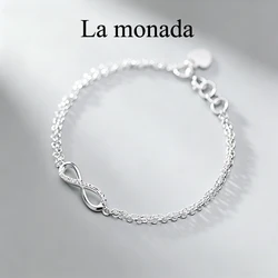 925 Sterling Silver Infinity Bracelet for Women Minimalist Double Layer Chain Design Dainty Zircon Inlaid 8‑Shaped Charm