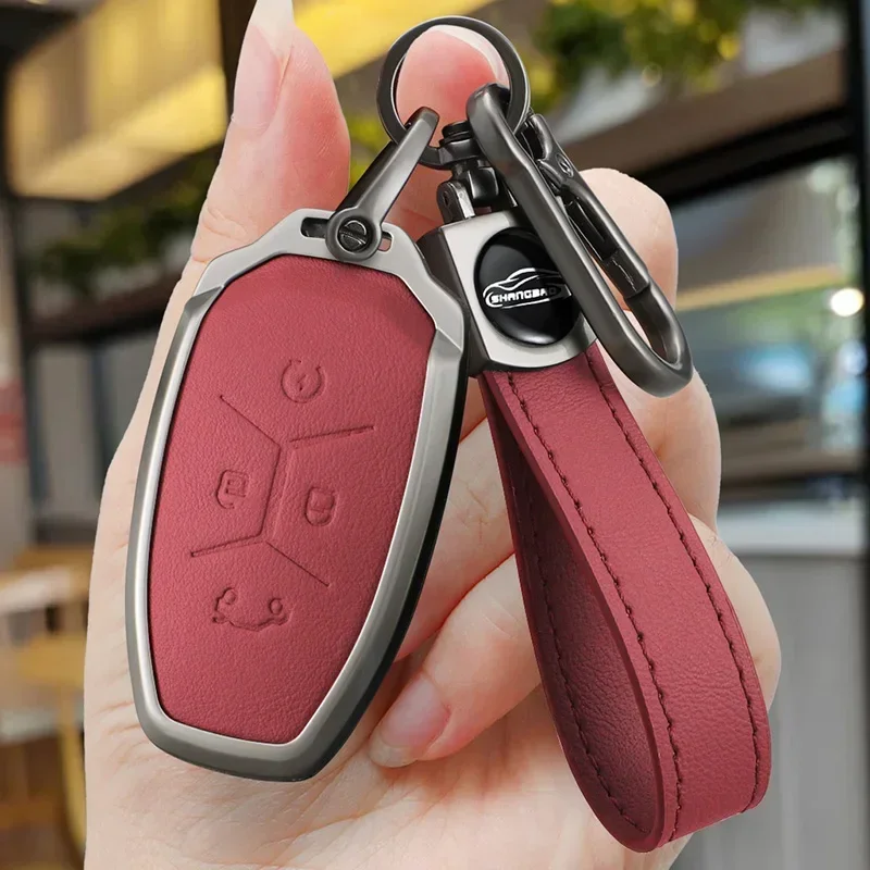 Alloy Leather Car Remote Key Cover Case For LYNK&CO Lynk Co 01 02 03 05 06 01 Fashion Key Shell Bag Holder Keychain Accessories