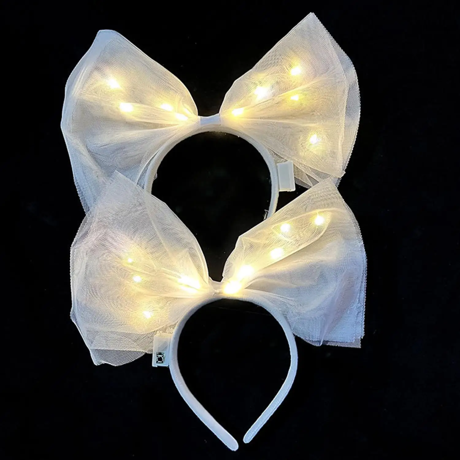 1 pçs led luminoso bandana led grande arco bandana aniversário casamento luminoso festival traje brilho no escuro luminoso hairband