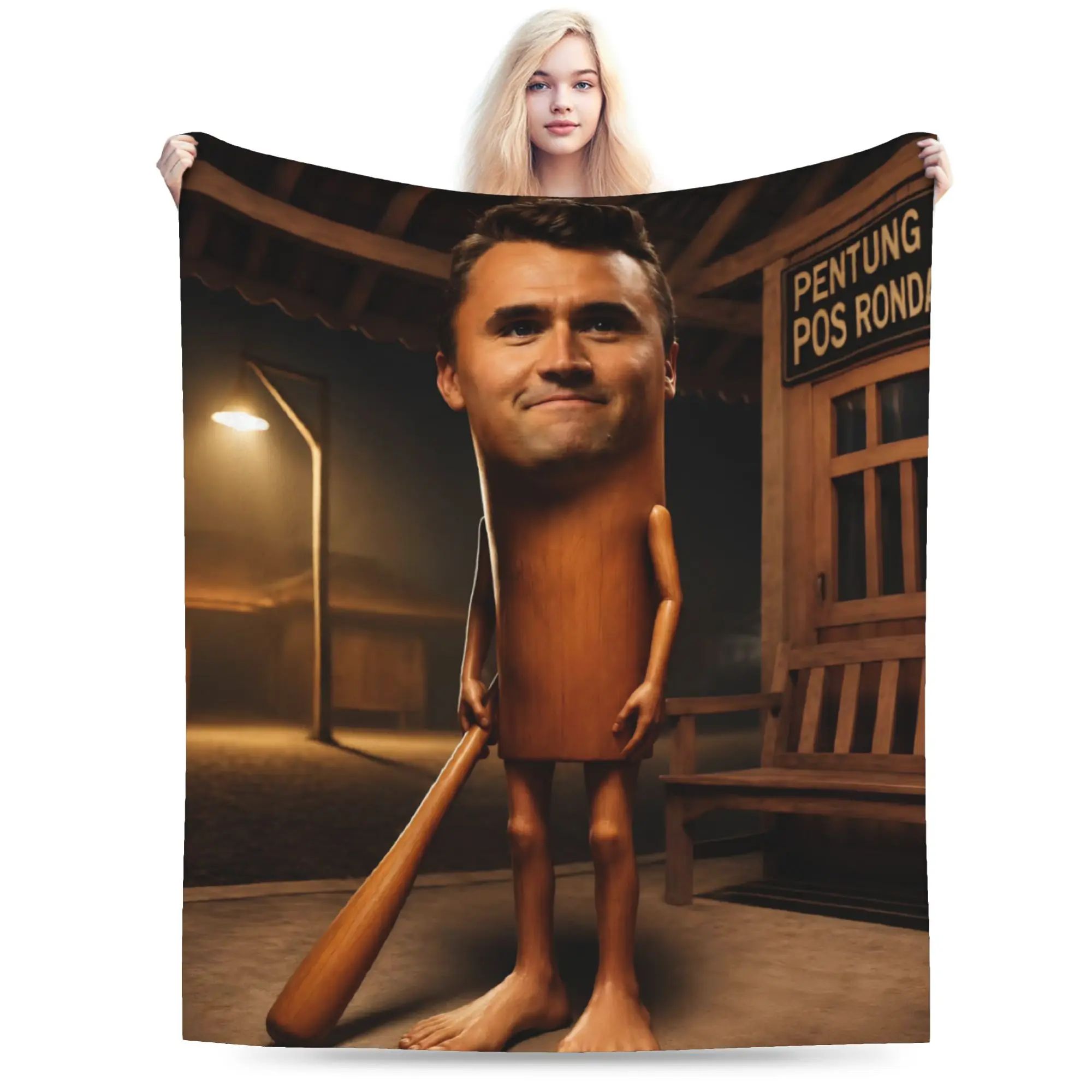 Charlie Kirk Funny Meme  Blanket Multiple Sizes Warm Cozy Fluffy  Throw Blankets for Couch Sofa and Bed