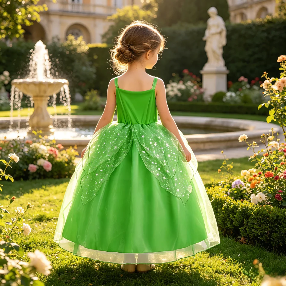 2026 Girl Birthday Party Fairy Dresses Set Summer Baby Clothes Kids Carnival Elf Cosplay Costume Child Princess Dress Up Outfits