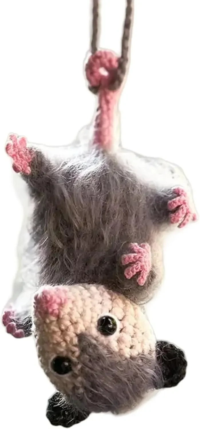 

Possum Car Charm Handmade Crochet Knitted Lovers Gift Possum Pendant Mirror Hanging Car Decoration Opossum