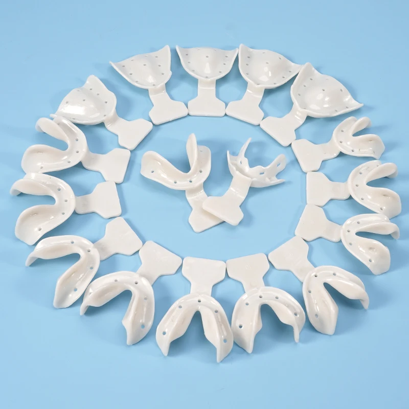 17Pcs Dental Impression Trays Set Edentulous Jaws Holder Autoclavable Complete Lab Teeth Dentist Tools