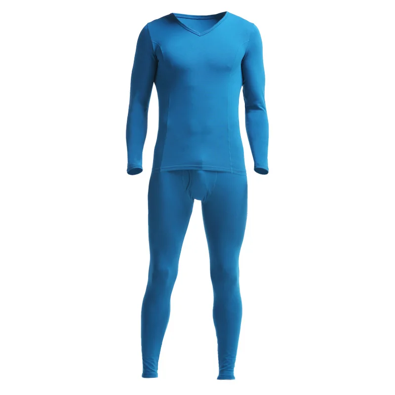 

Комплект мужского термобелья для молодежи: тонкие облегающие хлопковые кальсоны и базовая футболка с V-образным вырезом (1 шт.)