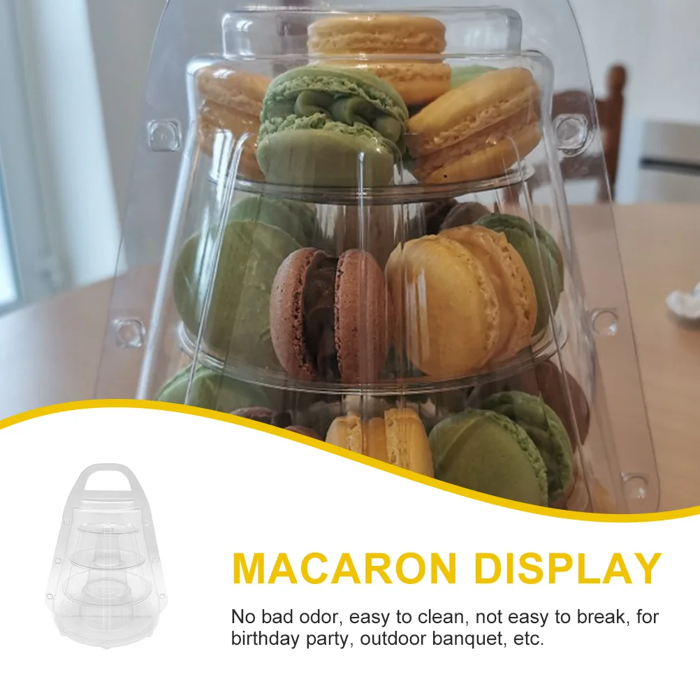 

1 Set Transparent Macaroon Box 4-Tier Dessert Display Rack For Cake Biscuits Storage Birthday Party Catering Use Small Cake