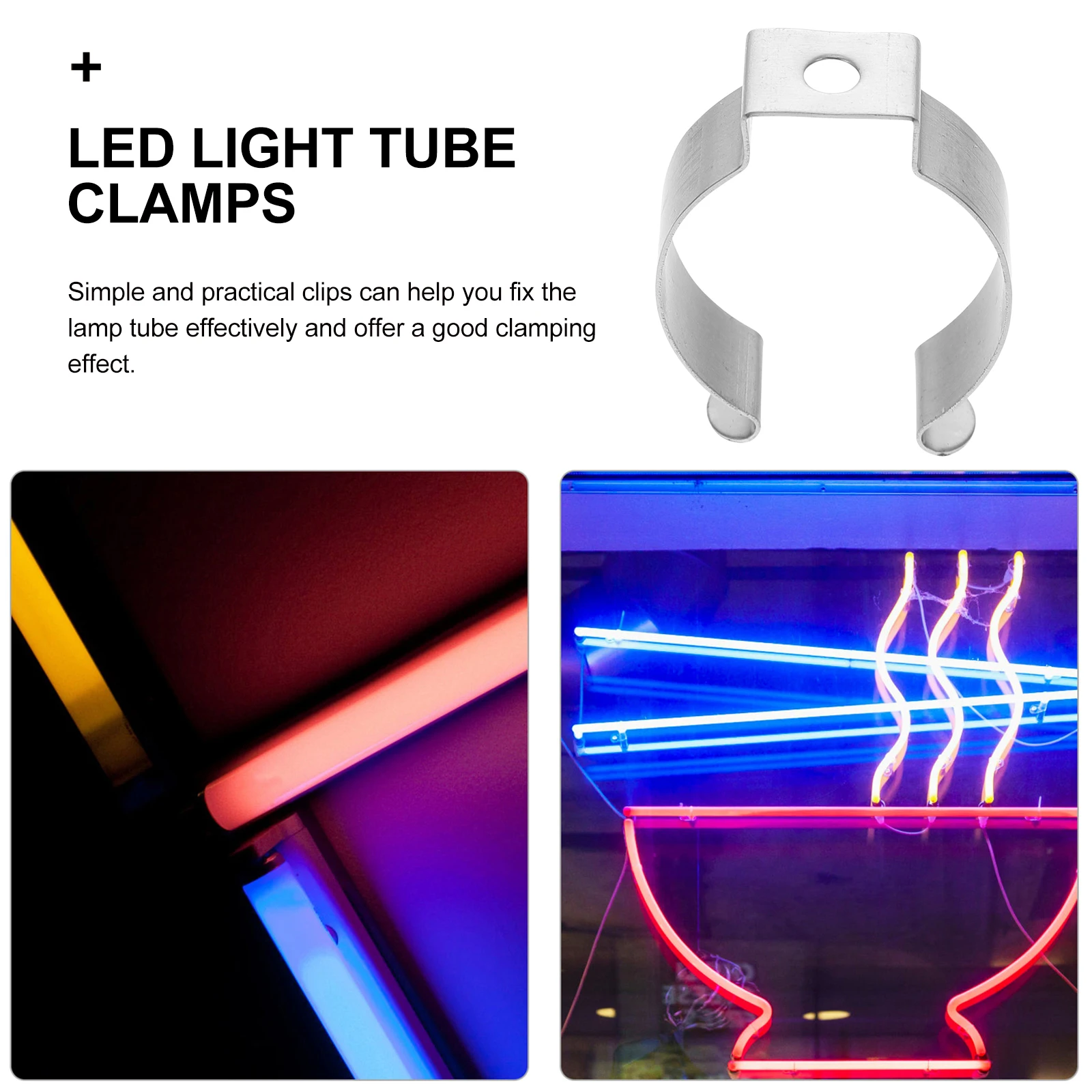 

50 pcs Stainless Steel Lamp Clamp Fluorescent Tube Clip for Led Tubes U-shaped Hangers Bulb Holder Light Clips Practical Easy