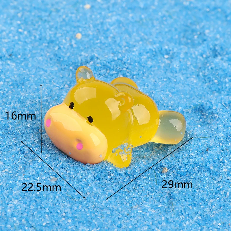 1 PC การ์ตูน Mini Luminous ขนาดเล็ก Hippopotamus Miniature Figurines ตกแต่งภูมิทัศน์ DIY อุปกรณ์ตกแต่งบ้านของขวัญ