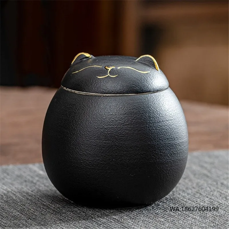

Modern Eco-friendly Ceramic Pet Urn for Dogs and Cats with Glossy Frosted Design and Cute Cat Patterns