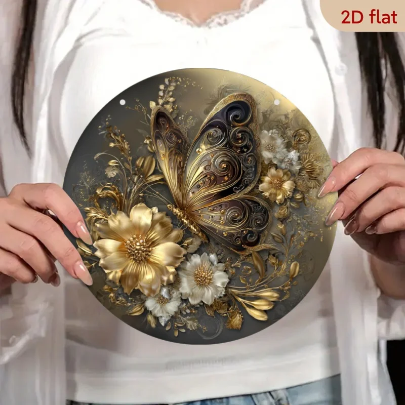 CIFBUY Vintage Butterfly Floral Metal Sign Aluminum Wall Art Waterproof Durable Decor Gift for Vanity Bedroom Living Room
