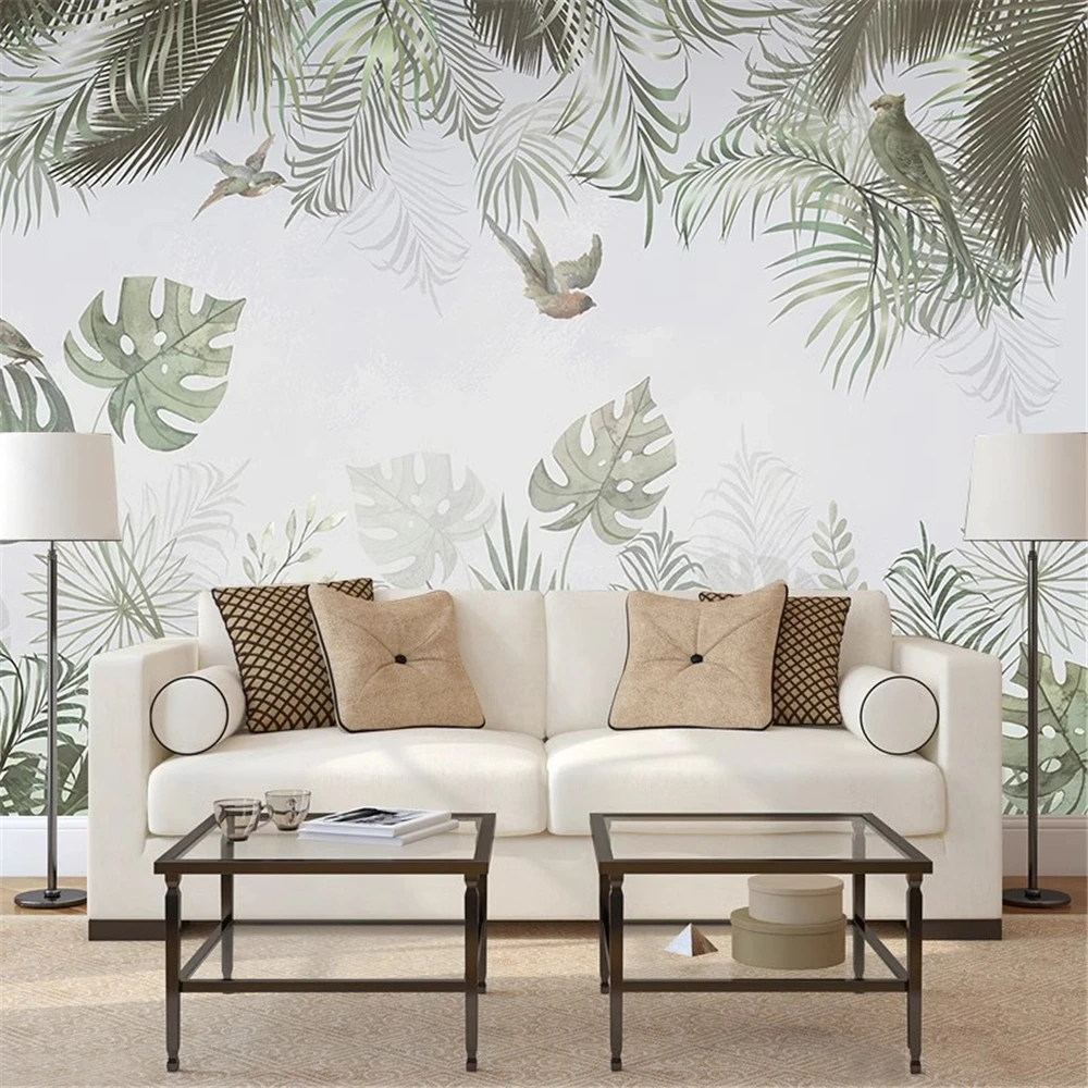 

Custom Southeast Asian tropical rainforest plants banana leaves wallpaper restaurant wallpaper milk tea shop homestay background