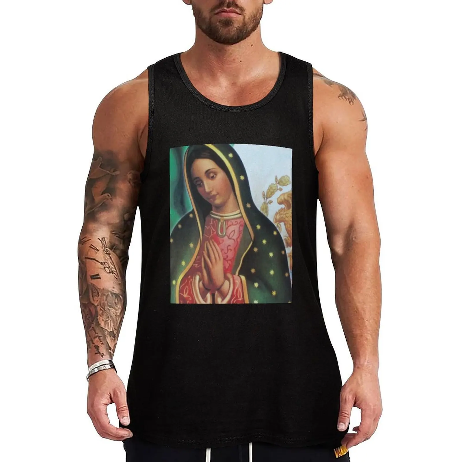 

Virgen de Guadalupe Tank Top Men's fitness t-shirt sleeveless t-shirts for men Men's vest Fitness men clothing
