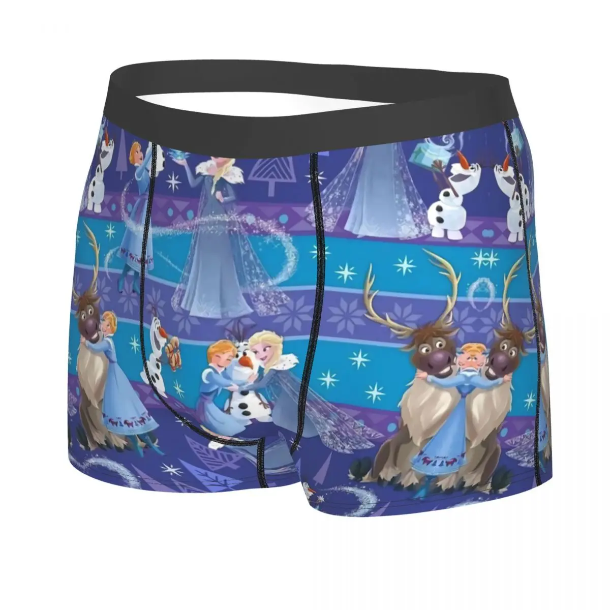 Custom Funny Frozen Elsa Olaf Pattern Boxers Shorts Panties Men's Underpants Breathable Briefs Underwear